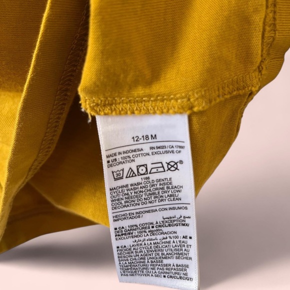 12-18 Month Toddler Baby Boy Old Navy Mustard Yellow Sherpa Long Sleeve T-Shirt - Picture 7 of 8